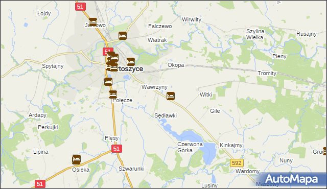 mapa Dębówko gmina Bartoszyce, Dębówko gmina Bartoszyce na mapie Targeo