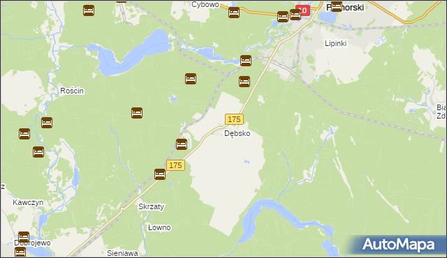 mapa Dębsko gmina Kalisz Pomorski, Dębsko gmina Kalisz Pomorski na mapie Targeo