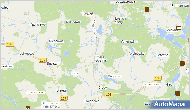 mapa Długa Goślina, Długa Goślina na mapie Targeo