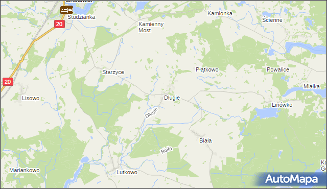 mapa Długie gmina Chociwel, Długie gmina Chociwel na mapie Targeo