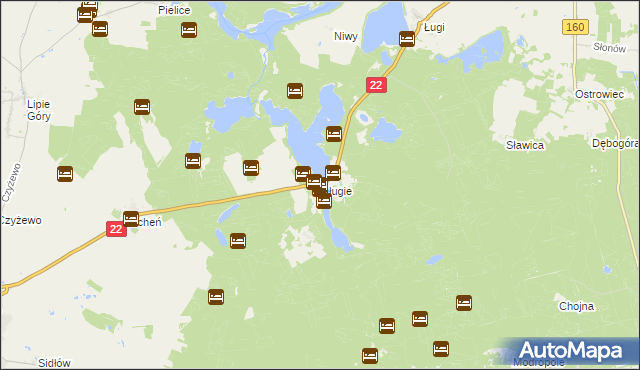 mapa Długie gmina Strzelce Krajeńskie, Długie gmina Strzelce Krajeńskie na mapie Targeo
