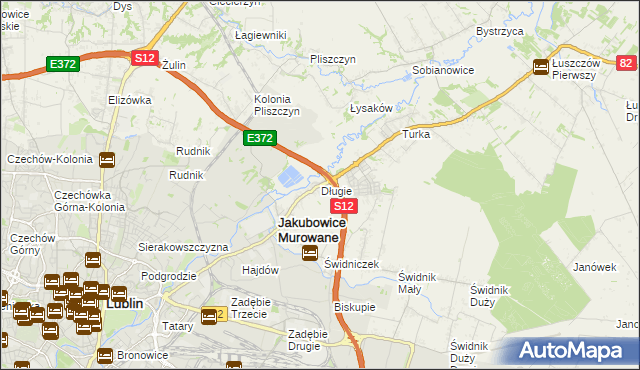 mapa Długie gmina Wólka, Długie gmina Wólka na mapie Targeo