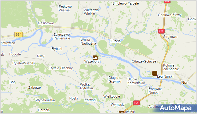 mapa Długie Grodzieckie, Długie Grodzieckie na mapie Targeo