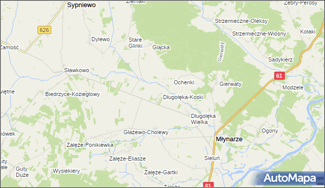 mapa Długołęka-Koski, Długołęka-Koski na mapie Targeo