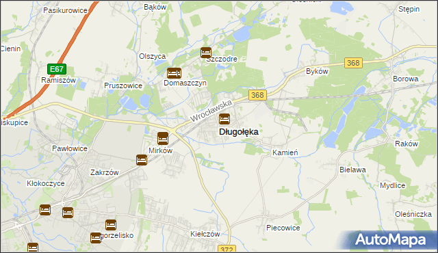 mapa Długołęka powiat wrocławski, Długołęka powiat wrocławski na mapie Targeo