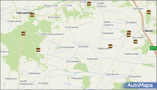 mapa Dłutowo gmina Naruszewo, Dłutowo gmina Naruszewo na mapie Targeo