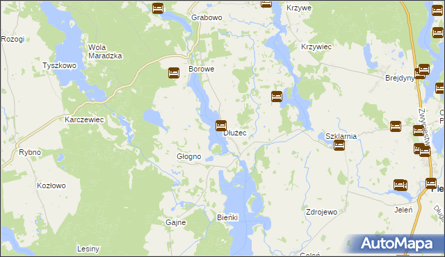 mapa Dłużec gmina Piecki, Dłużec gmina Piecki na mapie Targeo