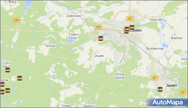 mapa Dłużek gmina Lubsko, Dłużek gmina Lubsko na mapie Targeo