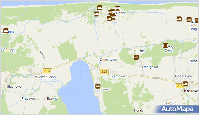 mapa Dmuchowo gmina Krokowa, Dmuchowo gmina Krokowa na mapie Targeo