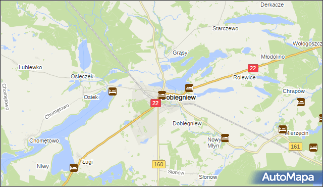 mapa Dobiegniew powiat strzelecko-drezdenecki, Dobiegniew powiat strzelecko-drezdenecki na mapie Targeo