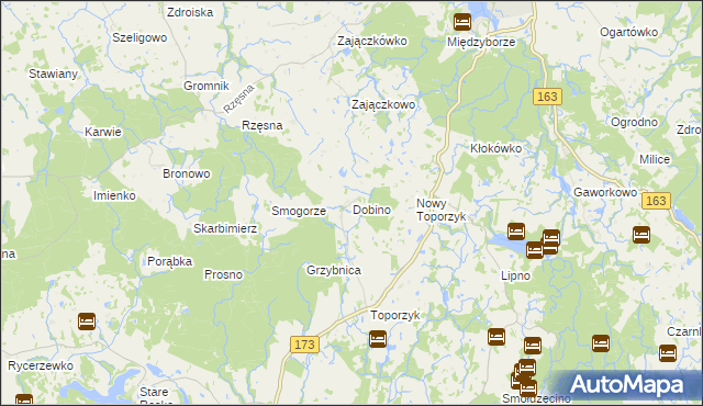 mapa Dobino gmina Połczyn-Zdrój, Dobino gmina Połczyn-Zdrój na mapie Targeo