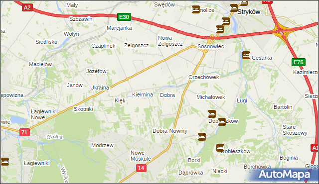 mapa Dobra gmina Stryków, Dobra gmina Stryków na mapie Targeo