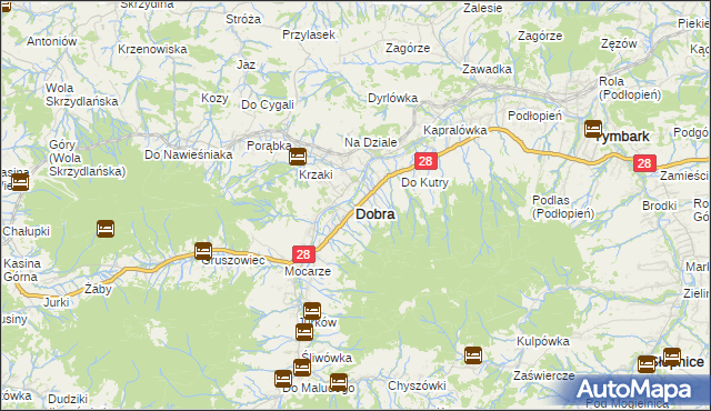 mapa Dobra powiat limanowski, Dobra powiat limanowski na mapie Targeo