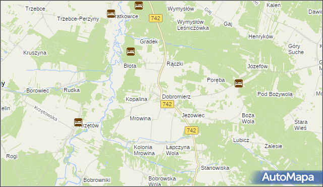 mapa Dobromierz gmina Kluczewsko, Dobromierz gmina Kluczewsko na mapie Targeo