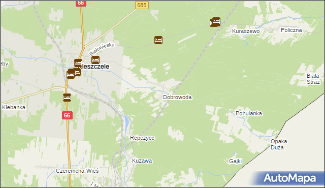 mapa Dobrowoda gmina Kleszczele, Dobrowoda gmina Kleszczele na mapie Targeo