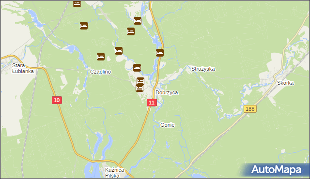 mapa Dobrzyca gmina Szydłowo, Dobrzyca gmina Szydłowo na mapie Targeo