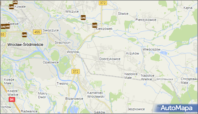 mapa Dobrzykowice, Dobrzykowice na mapie Targeo