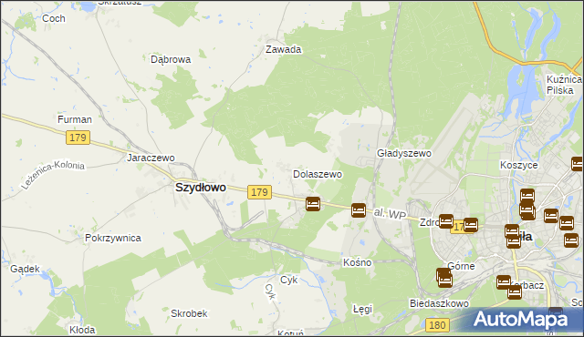 mapa Dolaszewo, Dolaszewo na mapie Targeo