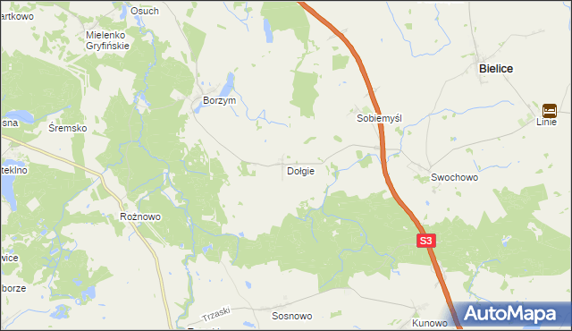 mapa Dołgie gmina Gryfino, Dołgie gmina Gryfino na mapie Targeo
