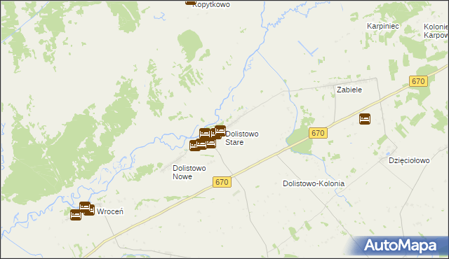 mapa Dolistowo Stare, Dolistowo Stare na mapie Targeo