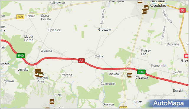 mapa Dolna gmina Leśnica, Dolna gmina Leśnica na mapie Targeo