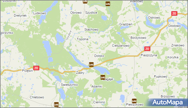 mapa Dolsko gmina Miastko, Dolsko gmina Miastko na mapie Targeo