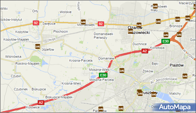 mapa Domaniew gmina Brwinów, Domaniew gmina Brwinów na mapie Targeo