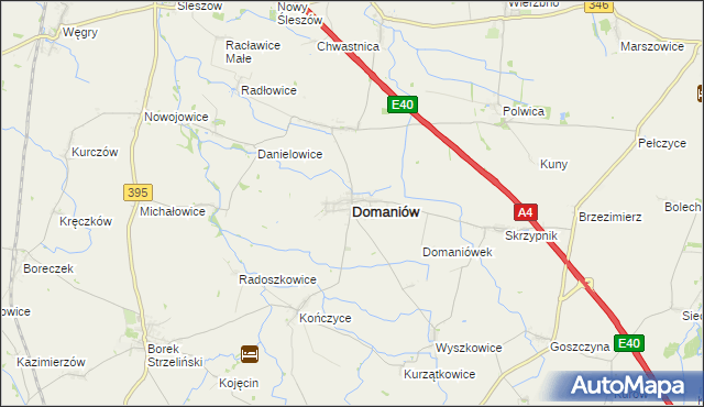 mapa Domaniów powiat oławski, Domaniów powiat oławski na mapie Targeo
