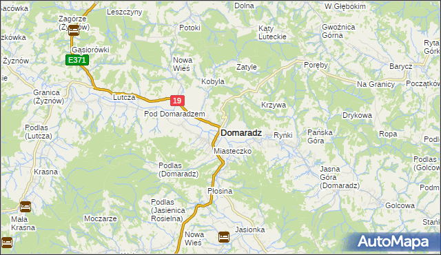 mapa Domaradz powiat brzozowski, Domaradz powiat brzozowski na mapie Targeo