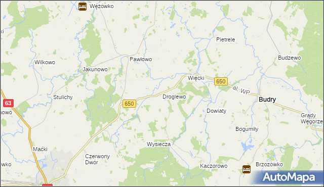 mapa Droglewo, Droglewo na mapie Targeo