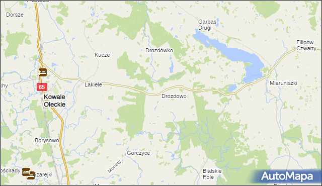 mapa Drozdowo gmina Kowale Oleckie, Drozdowo gmina Kowale Oleckie na mapie Targeo