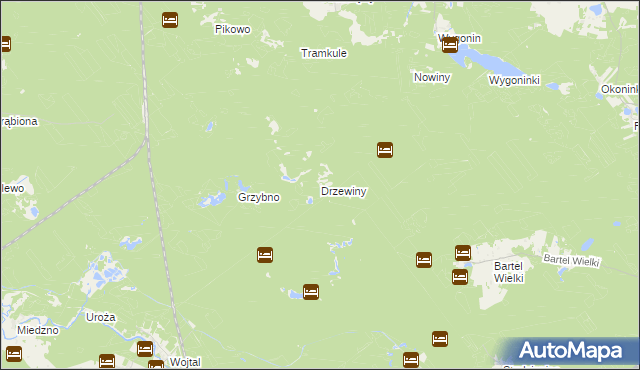 mapa Drzewiny, Drzewiny na mapie Targeo