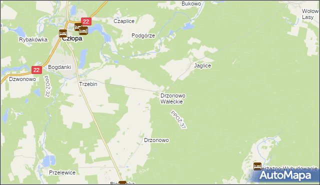 mapa Drzonowo Wałeckie, Drzonowo Wałeckie na mapie Targeo