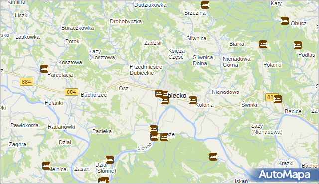 mapa Dubiecko, Dubiecko na mapie Targeo