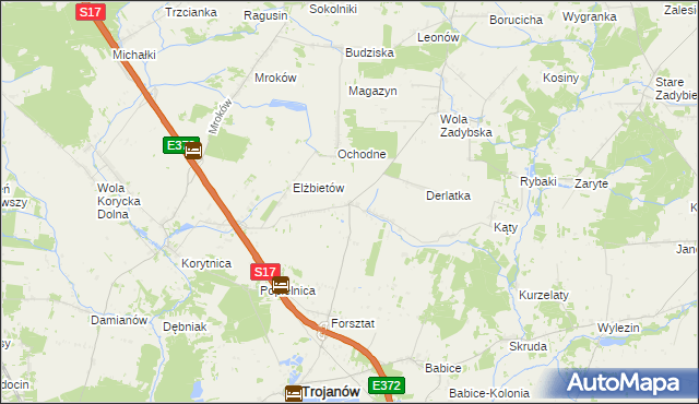 mapa Dudki gmina Trojanów, Dudki gmina Trojanów na mapie Targeo