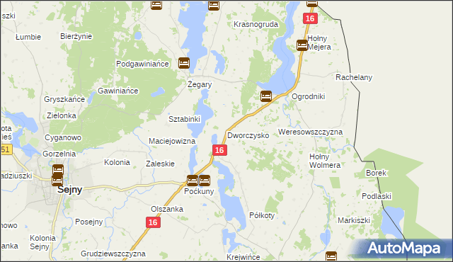 mapa Dworczysko gmina Sejny, Dworczysko gmina Sejny na mapie Targeo