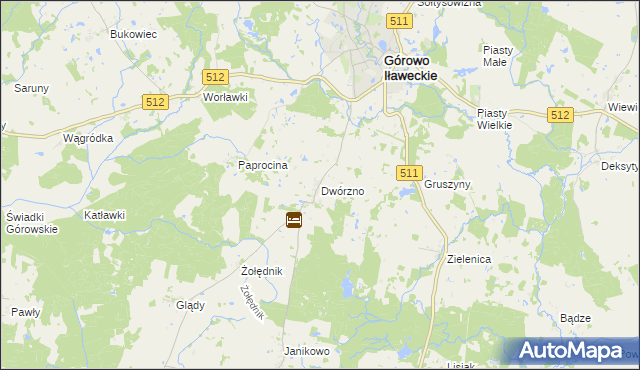 mapa Dwórzno gmina Górowo Iławeckie, Dwórzno gmina Górowo Iławeckie na mapie Targeo