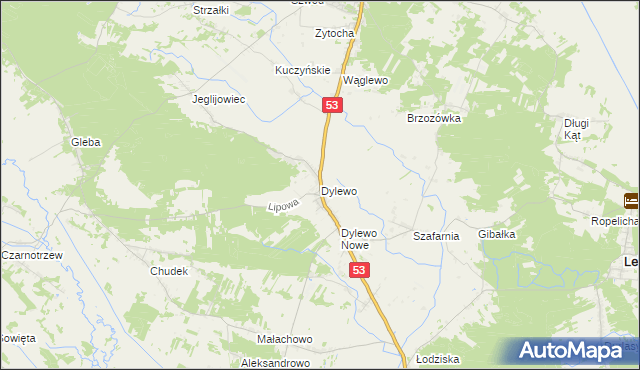 mapa Dylewo gmina Kadzidło, Dylewo gmina Kadzidło na mapie Targeo