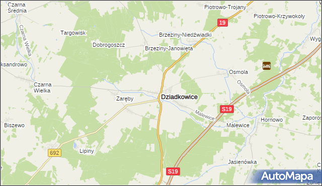 mapa Dziadkowice powiat siemiatycki, Dziadkowice powiat siemiatycki na mapie Targeo