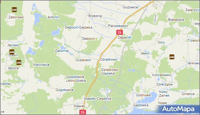 mapa Dziadkowo gmina Cieszków, Dziadkowo gmina Cieszków na mapie Targeo