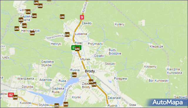 mapa Działki gmina Brody, Działki gmina Brody na mapie Targeo