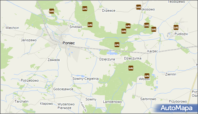 mapa Dzięczyna, Dzięczyna na mapie Targeo