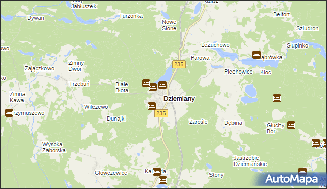 mapa Dziemiany, Dziemiany na mapie Targeo