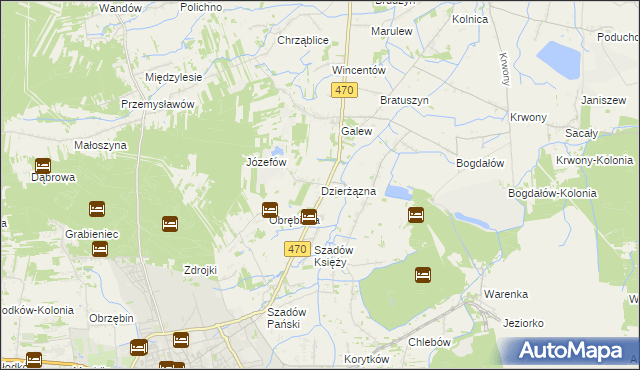 mapa Dzierżązna gmina Turek, Dzierżązna gmina Turek na mapie Targeo