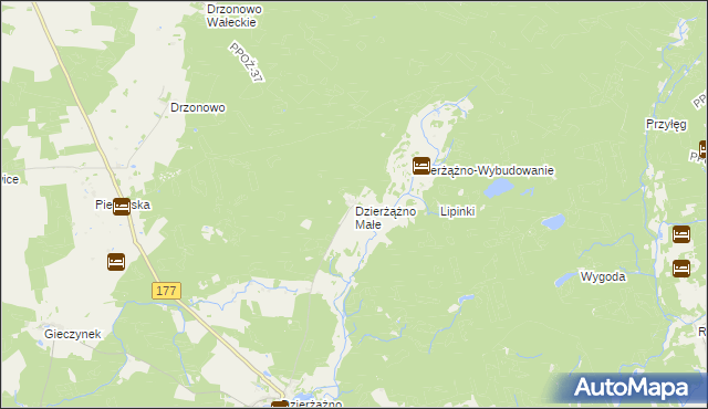 mapa Dzierżążno Małe, Dzierżążno Małe na mapie Targeo
