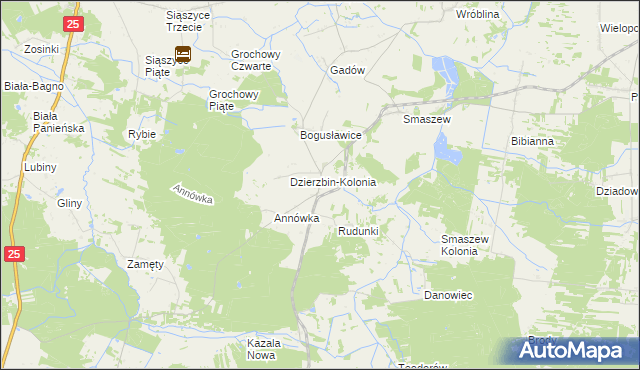 mapa Dzierzbin, Dzierzbin na mapie Targeo