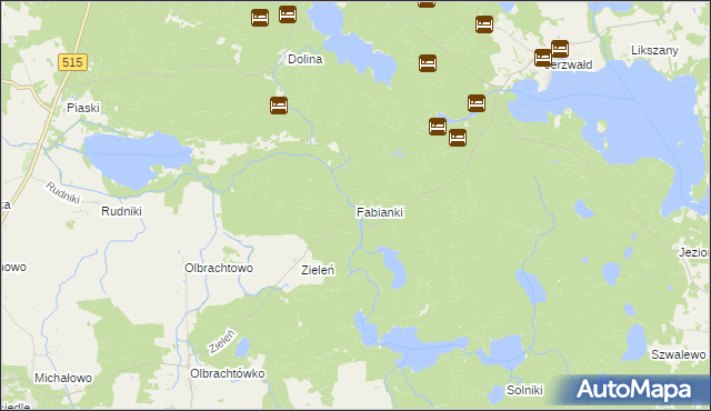 mapa Fabianki gmina Susz, Fabianki gmina Susz na mapie Targeo