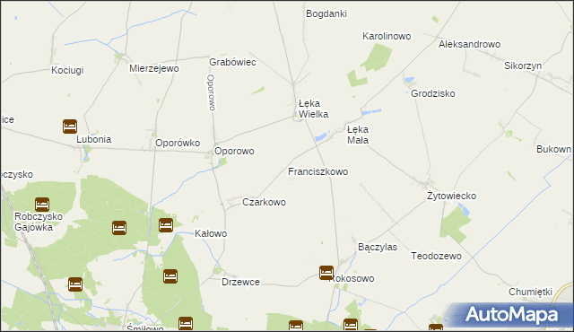 mapa Franciszkowo gmina Poniec, Franciszkowo gmina Poniec na mapie Targeo