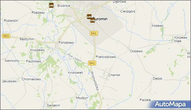 mapa Franciszkowo gmina Żuromin, Franciszkowo gmina Żuromin na mapie Targeo