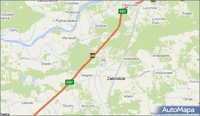 mapa Gaj gmina Zabrodzie, Gaj gmina Zabrodzie na mapie Targeo